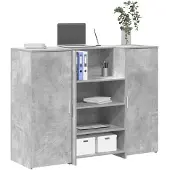 vidaXL Comptoir de réception gris béton 135x50x103,5 cm Bois composite