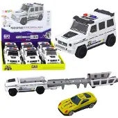 Lean Toys Voiture tout-terrain de police avec piste d'ouverture à entraînement par friction blanche