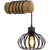 Globo Lampe murale de campagne Caldwell noir avec bois