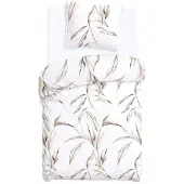 Darymex Parure de lit coton 140x200 motif feuilles beiges