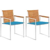 vidaXL Chaises de jardin avec coussins 2 pcs. Bois massif acacia et acier