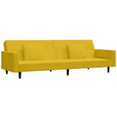 vidaXL Canapé-lit 2 places avec 2 coussins Velours jaune