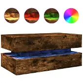 vidaXL Table basse avec lampes LED chêne fumé 90x50x40 cm