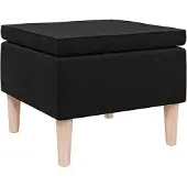 vidaXL Tabouret avec pieds en bois Noir Tissu