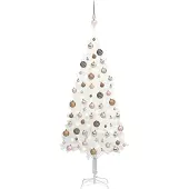vidaXL Arbre de Noël artificiel pré-éclairé et boules blanc 120 cm