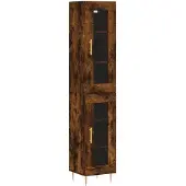 vidaXL Highboard chêne fumé 34,5x34x180 cm bois composite