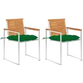 vidaXL Chaises de jardin avec coussins 2 pcs. Bois massif acacia et acier