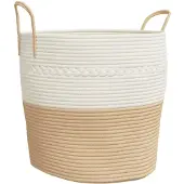 vidaXL Panier de rangement beige et blanc Ø43x38 cm coton