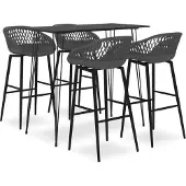 vidaXL Ensemble de bar 5 pièces noir et gris