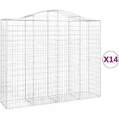 vidaXL Gabions avec arc surélevé 14pcs 200x50x160/180cm Fer galvanisé