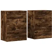 vidaXL Sideboards 2 pcs. Chêne fumé 60x39x80 cm Bois composite