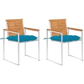 vidaXL Chaises de jardin avec coussins 2 pcs. Bois massif acacia et acier