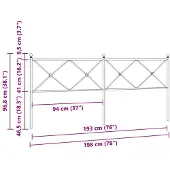vidaXL Tête de lit en métal noir 193 cm