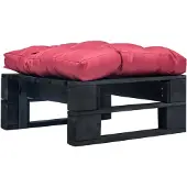vidaXL Repose-Pied Palette De Jardin Avec Coussin Rouge Noir Bois