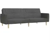 vidaXL Canapé-lit à 2 places gris foncé tissu