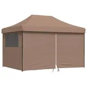 vidaXL Tente de réception pliante Pop-Up avec 4 panneaux latéraux Marron