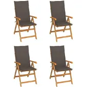 vidaXL Chaises de jardin 4 pcs. avec coussins taupe teck massif
