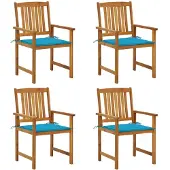 vidaXL Chaises de régie avec coussin 4 pcs. Bois d'acacia massif