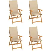 vidaXL Chaises de jardin 4 pcs. avec coussins beiges teck massif