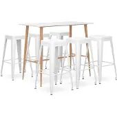 vidaXL Ensemble de bar 7 pièces blanc