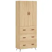 vidaXL Highboard chêne Sonoma 69,5x34x180 cm Matériau dérivé du bois
