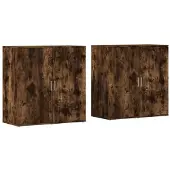 vidaXL Sideboards 2 pcs. Chêne fumé 79x38x80 cm Bois composite