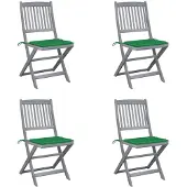vidaXL Chaises de jardin pliantes 4 pièces avec coussins en bois massif d'acacia