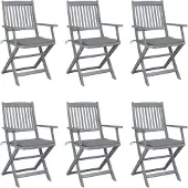 vidaXL Chaises de jardin pliantes 6 pièces avec coussin en bois massif d'acacia