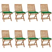 vidaXL Chaises de jardin pliantes avec coussins 8 pcs. Bois massif teck