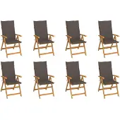 vidaXL Chaises longues de jardin avec coussins 8 pcs. Bois massif teck