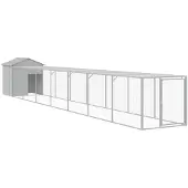 vidaXL Cage à poules avec enclos gris clair 117x813x123 cm Acier galvanisé