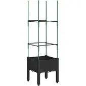 vidaXL Jardinière avec treillis noir 40x40x142,5 cm PP