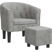 Super Merchant Fauteuil club avec repose-pieds gris clair velours