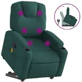 vidaXL Fauteuil de massage avec releveur Vert foncé Tissu