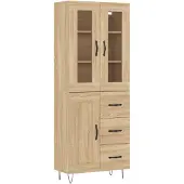 vidaXL Highboard chêne Sonoma 69,5x34x180 cm Matériau dérivé du bois
