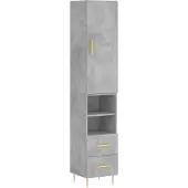 vidaXL Highboard gris béton 34,5x34x180 cm Bois composite