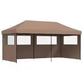 vidaXL Tente de réception Pop-Up pliante avec 3 parties latérales brun