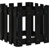 vidaXL Jardinière avec design de clôture noir 40x40x40 cm pin massif