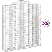 vidaXL Gabions avec arc surélevé 8 pcs. 200x50x220/240cm Fer galvanisé