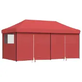 vidaXL Tente de réception Pop-Up pliante avec 4 panneaux latéraux rouge bourgogne