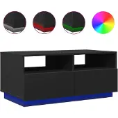 vidaXL Table basse avec lampes LED Noir 90x49x40 cm