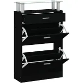 vidaXL Armoire à chaussures Noir 63x24x104 cm Bois d'ingénierie