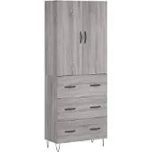 vidaXL Highboard Gris Sonoma 69,5x34x180 cm Matériau dérivé du bois