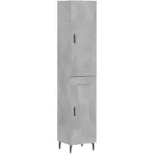 vidaXL Highboard gris béton 34,5x34x180 cm Bois composite