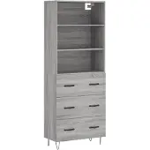 vidaXL Highboard Gris Sonoma 69,5x34x180 cm Matériau dérivé du bois