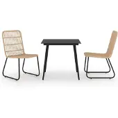 vidaXL Ensemble de jardin 3 pièces Poly rotin et verre