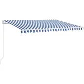 vidaXL Store manuel rétractable avec LED 450x350 cm bleu et blanc