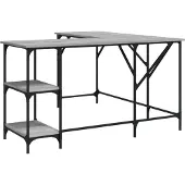 vidaXL Bureau gris Sonoma 139x139x75 cm Bois composite