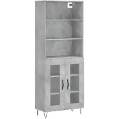 vidaXL Highboard gris béton 69,5x34x180 cm Bois composite