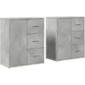 vidaXL Sideboards 2 pcs. Gris béton 60x31x70 cm Bois composite